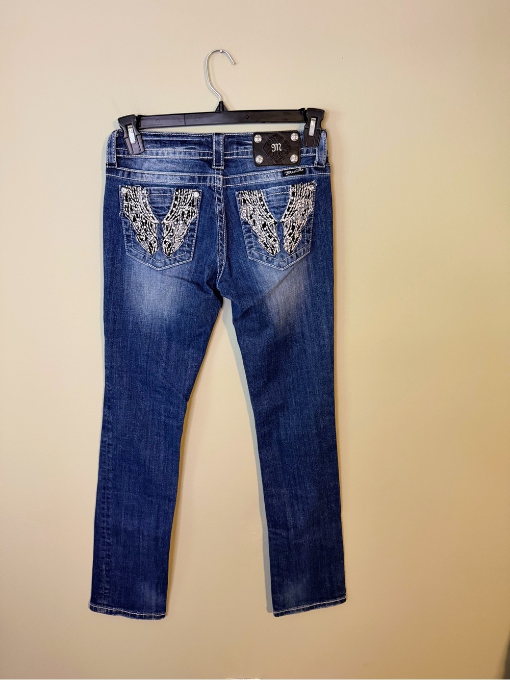 Gorgeous Y2K Miss Me Straight Jeans With Embellished Pockets 31” Inseam